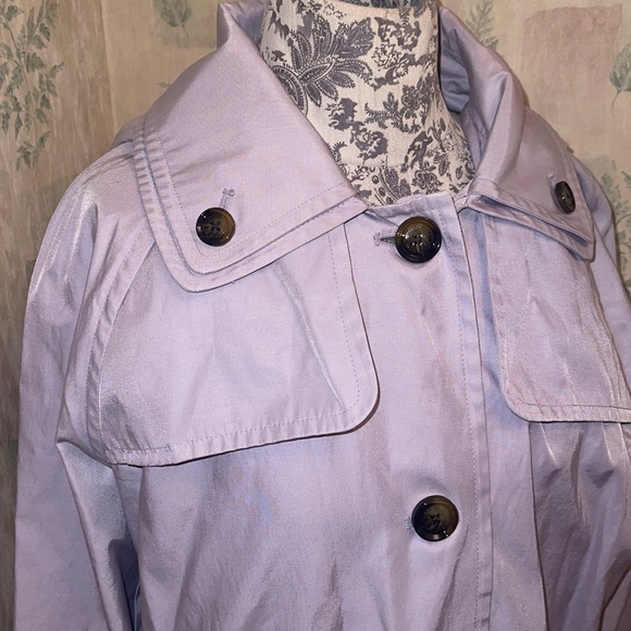 London Fog Pastel Purple Trench Coat with Hood - Picture 3 of 12